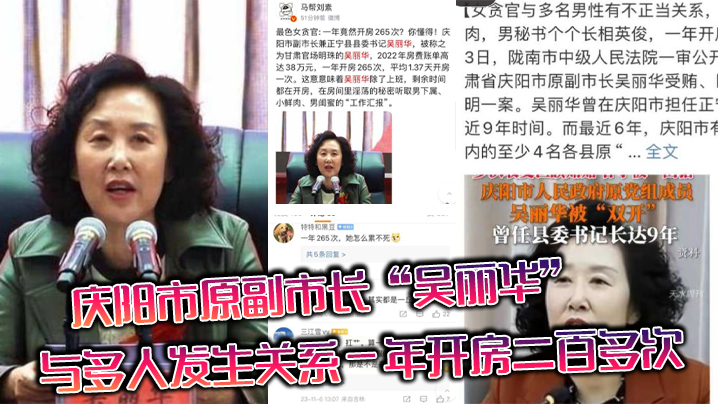 庆阳市原副市长吴丽华与多人发生关系一年开房二百多次的领导是真忙啊
